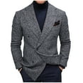 thumbnail image 2 of BLTIBY Mens Blazer Jacket Fall Winter Solid Color Two Button Dress Party Suit Coat Lapel Slim Fit Stylish Long Sleeve Top Gray 3XL, 2 of 3