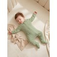 thumbnail image 6 of BemeyourBBs Newborn Baby Girl Boy Spring Fall Winter Clothes Outfit Footed Romper 0 3 6 Months Casual Long Sleeve Lapel Collar Stripes Print Zip Up Footie Jumpsuit One Piece Outfits, 6 of 9
