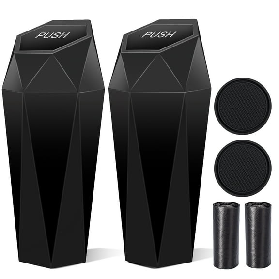 ZIVACATE 2PCS Mini Car Trash Can With Lid & 60 Bags Car Trash Bin Small Garbage Can Cup Holder