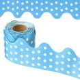 thumbnail image 1 of Borde de Tablero de Anuncios Uxcell Dots, 33 Pies Decoración de Póster de Pizarra de Corcho Recorte Bordes Ondulados Decoración de Pared para Aula Oficina Taquilla, Azul Claro, 1 of 7