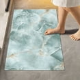 thumbnail image 6 of Toilet Rug U-Shaped Bathroom Rugs Non-Slip Soft Plush Machine Washable Contour Bath Mat Mint Green Marble 24x20, 6 of 9