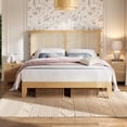 thumbnail image 5 of Rattan Bed Frame Twin with Natural Rattan Headboard,Twin Bed Frame with LED Lights, Rattan Bed Frame with Headboard, Wood Bed Legs with Silent Slats,No Box Spring Needed, 5 of 7