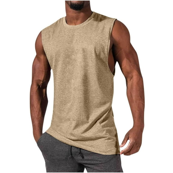 JTieacloth Tee Shirts for Men Summer Large Split Loose Sports Fitness Vest Lengthened Hiphop Pure Sleeveless Vest