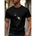 thumbnail image 2 of Men's T-Shirt Single Line Painting Sunflower Butterfly Flower Short Sleeve Casual Tee Classic Crew Neck T-Shirt for Men, S, 2 of 6