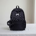 thumbnail image 4 of Bow Embroidery School Backpack, Star Print Backpack with Mini Pendant Bag, Lightweight Loptop Backpack for Travel Shopping (Black), 4 of 6