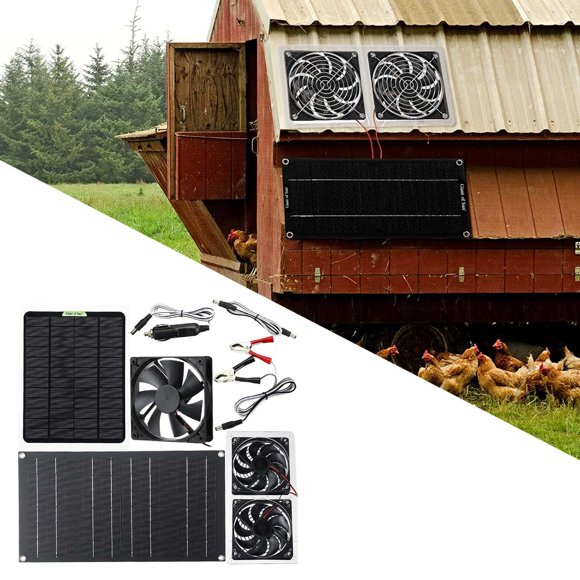 Kit de ventilador solar Ventilador doble con cable de 1 cocina Cobertizo de granero RV Gran flujo de aire Nivel impermeable IPX7 Colco Ventilador de escape de la casa