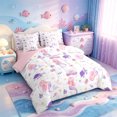 thumbnail image 2 of meiyoeat Cartoon Mermaid Print 7-Piece Twin Bedding For Girls,Magic Ocean Animals Bedding Comforter Set,Pink Reversible, 2 of 7