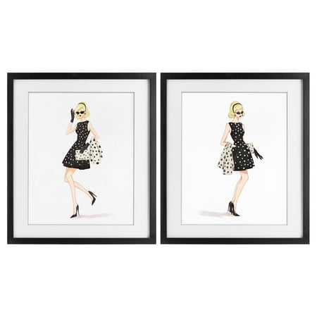 Stupell Industries Retro Glam Female 2 Piece Black Framed Print Under Glass Set, design by Ziwei Li