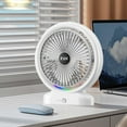 thumbnail image 2 of MERILER Three-Speed Mini Desktop Fan with Colorful LED Lights - Rechargeable and Portable, Suitable for Home, Office, and Outdoor Use (Black), 2 of 7