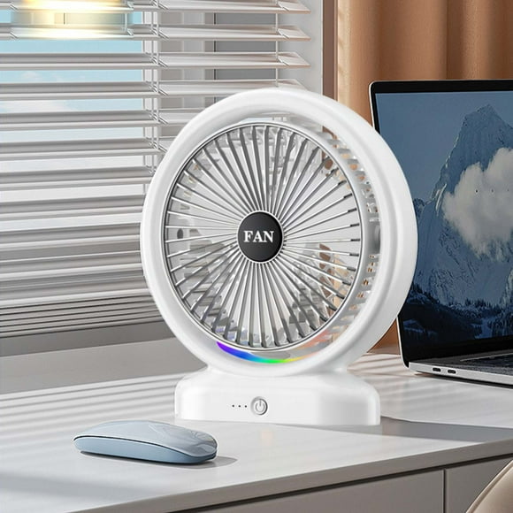 Campana Para Cocina Three-Speed Mini Desktop Fan Rechargeable Battery Powered Fan With Colorful LED Lights Portable USB Fan Quiet Suitable For Home Office Travel Camping Fan