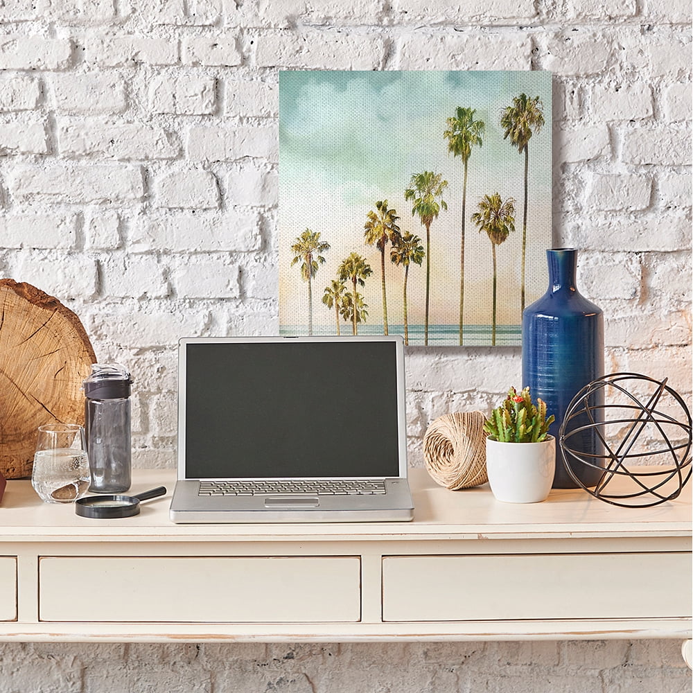 Stupell Industries Tropical Beach Palm Trees Blue Green Sky Canvas Wall Art by Devon Davis