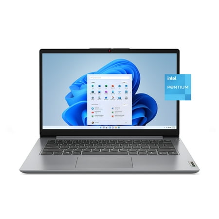 Lenovo Ideapad 1i, 14.0" Laptop, Intel Pentium N5030, 4GB RAM, 128GB eMMC Storage, Cloud Grey, Windows 11 in S Mode with Office 365 1-yr, 82V6001DUS