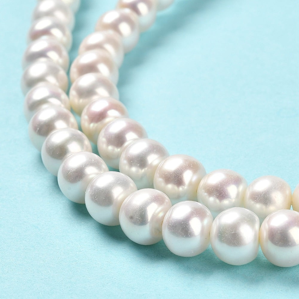 Cultured Freshwater Pearl Beads Strands Grade 4A++ Rondelle 8~9x6~7mm Hole: 0.5~0.8mm 55pcs/strand 15.75''(40cm)