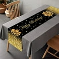 thumbnail image 2 of Linen Luxury Table Runner Happy Birthday Party Home Decoration Black Gold Pink Adults Kids Tablecover Arty Supplies Tablecoith, 2 of 5