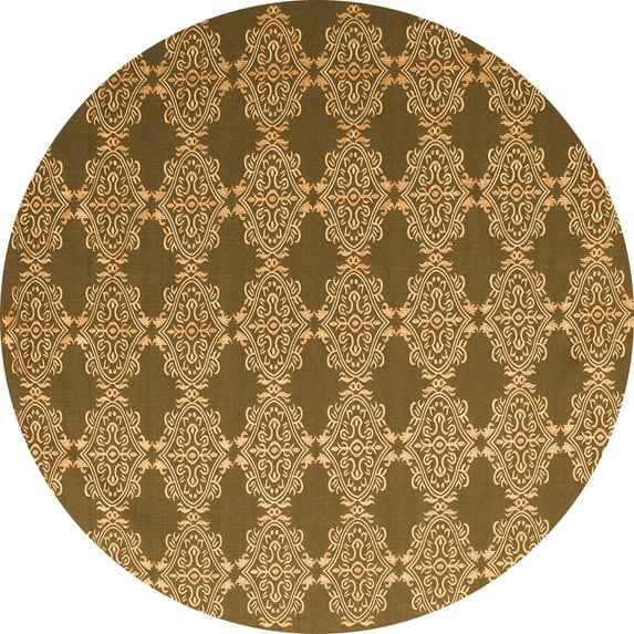 Ahgly Company Indoor Round Abstract Orange Contemporary Area Rugs, 8' Round