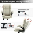 thumbnail image 4 of Office Chair High Back Ergonomic Executive Chair Comfortable Fabric Padded Home Office Desk Chairs with Flip-up Adjustable Armrest Swivel Wheels (Beige), 4 of 8