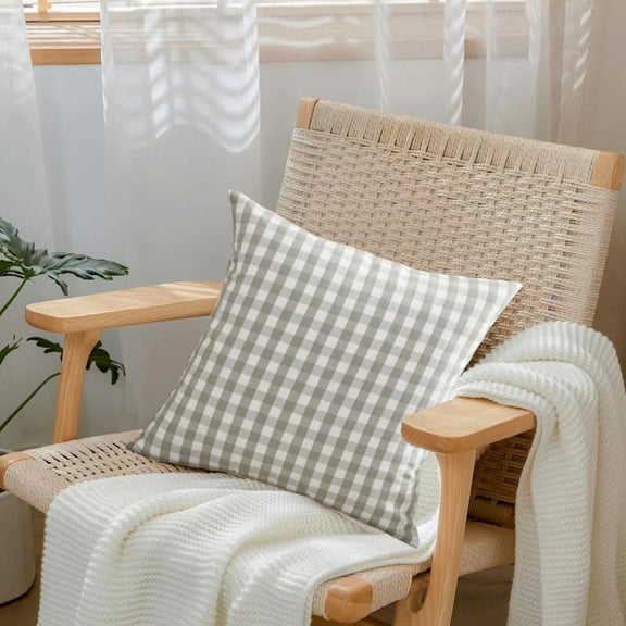 Country Style Sage Green Checkered Pillow, 2025 New Light Green Checkered Pattern Outdoor Decorative Pillow, Suitable for Indoor Sofa Beds or Outdoor Balconies and Terraces