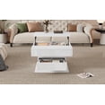 thumbnail image 3 of 360°Rotating coffee table, Highgloss Lift-Top Centre Table with 1 drawers, Rotating Lifting Sofa Side Table, Space-saving End Table,Tea Table,27.5*27.5*17.7 inches,, 3 of 14