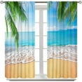 thumbnail image 2 of Ocean Blackout Curtains, Summer Tropical Island Palm Tree Seaside Beach Scenery Print Rod Pocket Window Treatments Drapes for Bedroom Living Room Kitchen 72" W X 63" L, 2 of 2