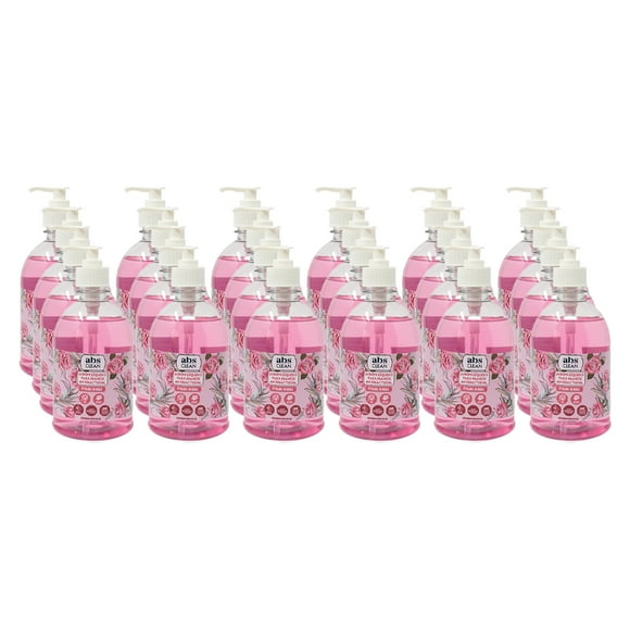 Jabón Líquido para Manos 450ml Abs Clean - Aroma Pétalos de Rosa - 24 Piezas Abs Clean Jabón Líquido Antibacterial para Manos