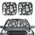 thumbnail image 2 of Windshield Sun Shade, Black White Spooky Ghosts Foldable Car Sun Shade Windshield for Front, 2 Pieces, 2 of 7