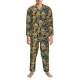 thumbnail image 3 of Xecao Skull And Flowers Print Pajamas Set Mens Pajamas Long Sleeve Loungewear Two-Piece Sleepwear Button-Down Pjs Set,2PJS-XX-Large, 3 of 7