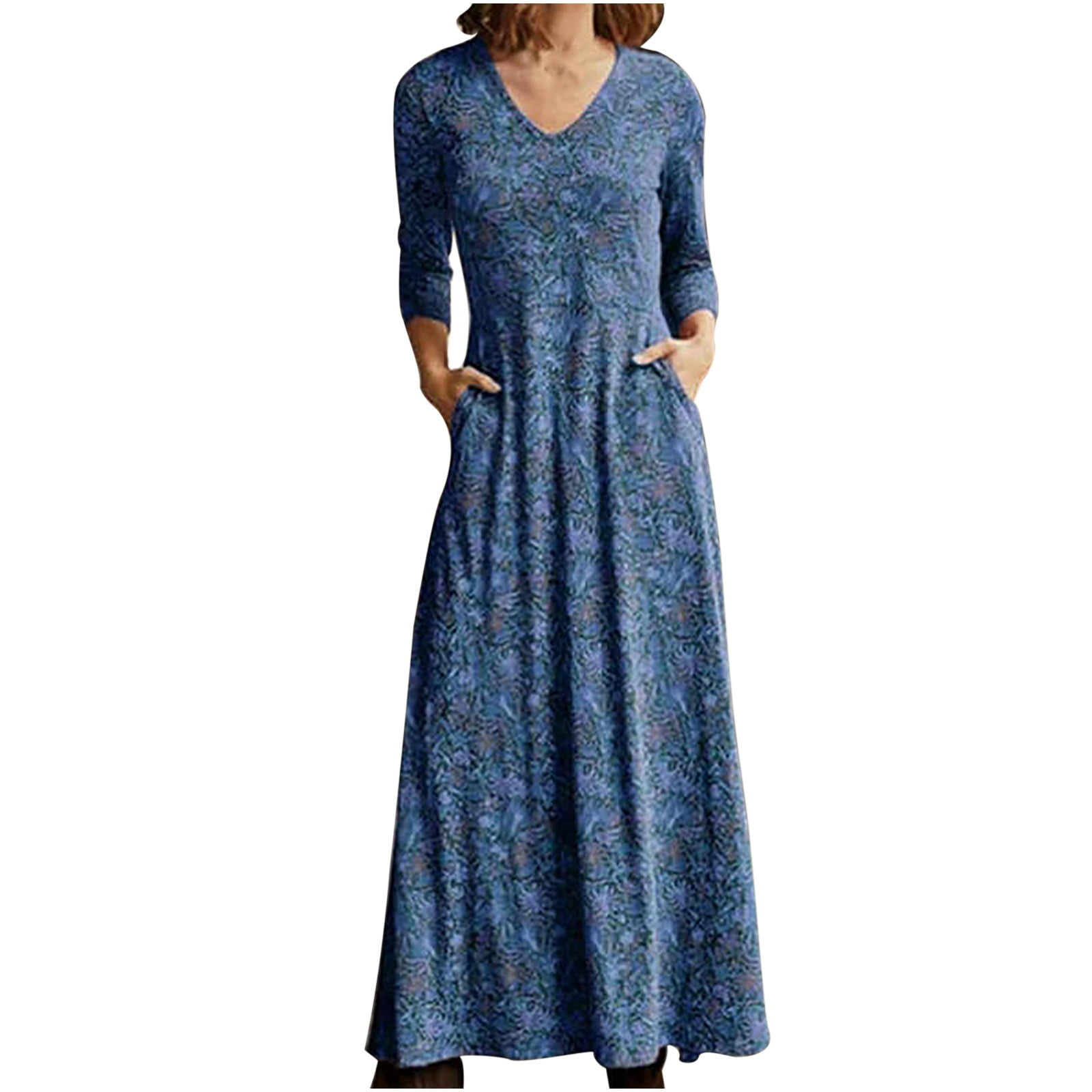 Fashion women's printed long sleeve dress