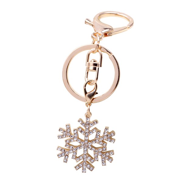 Llavero navideño con diamantes de imitación y copo de nieve, llavero para coche, bolso, colgante, decoración, llavero con dije
