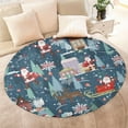 thumbnail image 4 of Dark Blue Christmas Santa Pattern Round Blanket,Comfortable Soft Flannel Throw Blanket,All Season,Warm Lightweight Blankets for Sofa Bed Couch Living Room Chair 60"x60", 4 of 5