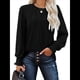 thumbnail image 2 of Camisas de Larga para Mujer, Blusas Plisadas Informales de Negocios con Cuello Redondo y Puños Fruncidos Negro XXL, 2 of 7