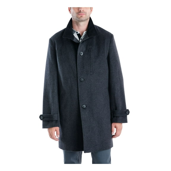 LONDON FOG Mens Gray Overcoat 42R