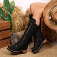 thumbnail image 6 of Willtoo Womens Knee‑High Boots Round Toe Lace‑Up Side Zipper Tall Booties Casual Wedge Heel Fashion Shoes for Winter Daily Wear, 6 of 6