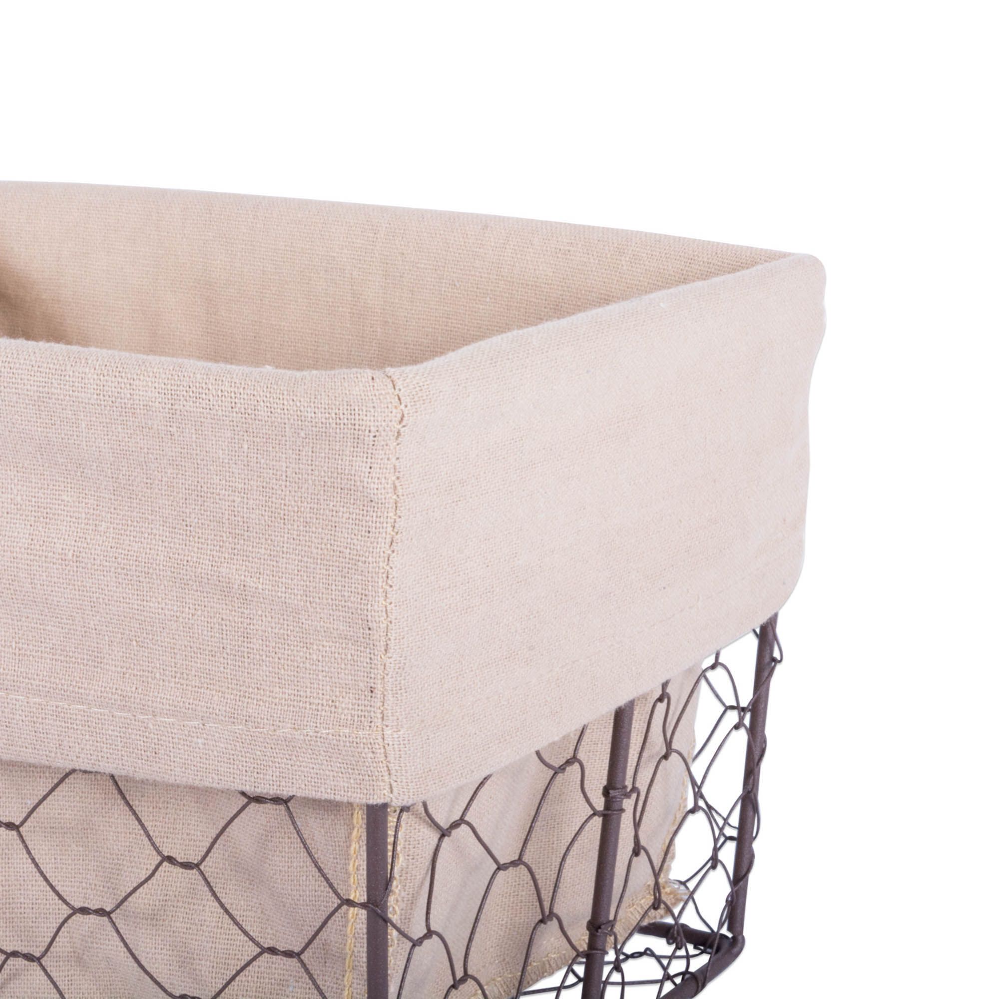 DII Vintage Chicken Wire Basket Removable Fabric Liner, Set of 2