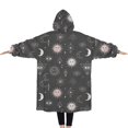 thumbnail image 2 of Oversized Wearable Blanket Hoodie,Dark Grey Mystical Pattern Sherpa Blanket Hoodie with Super Pockets,Super Warm Fuzzy Pullover for Women & Men, 2 of 6