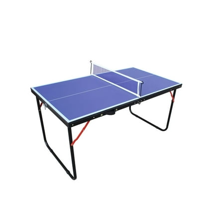 Swatow PR 4.5ft Ping Pong Foldable Table, 4.5ft Tennis Table with Clamp Ping Pong Net and Post Set, Includes Two Paddles and Balls, Indoor Use, Color Blue