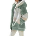 thumbnail image 3 of Glonme Women Outwear Hoodie Jacket Long Sleeve Coat Hooded Color Block Cardigan With Pockets Patchwork Overcoats Green L, 3 of 3