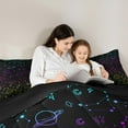 thumbnail image 5 of Manfei Kids Cartoon Planet 7pcs Bedding Comforter Set, Mystic Galaxy Constellation Queen Bedding Sets, Outer Space Reversible Queen Sheet Sets, Microfiber Bedroom Decor, 5 of 8