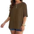 thumbnail image 3 of Lenago Womens T-shirt 1/2 Sleeve Crew Neck Summer Shirt Lightweight Breathable Solid Color Plus Size Tops Summer Holiday Casual Essentials Beach Fashion, 3 of 10
