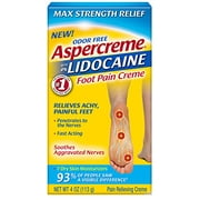 4 Pack Aspercreme Lidocaine Foot Pain Creme Max Strength Odor Free 4 Ounce Each