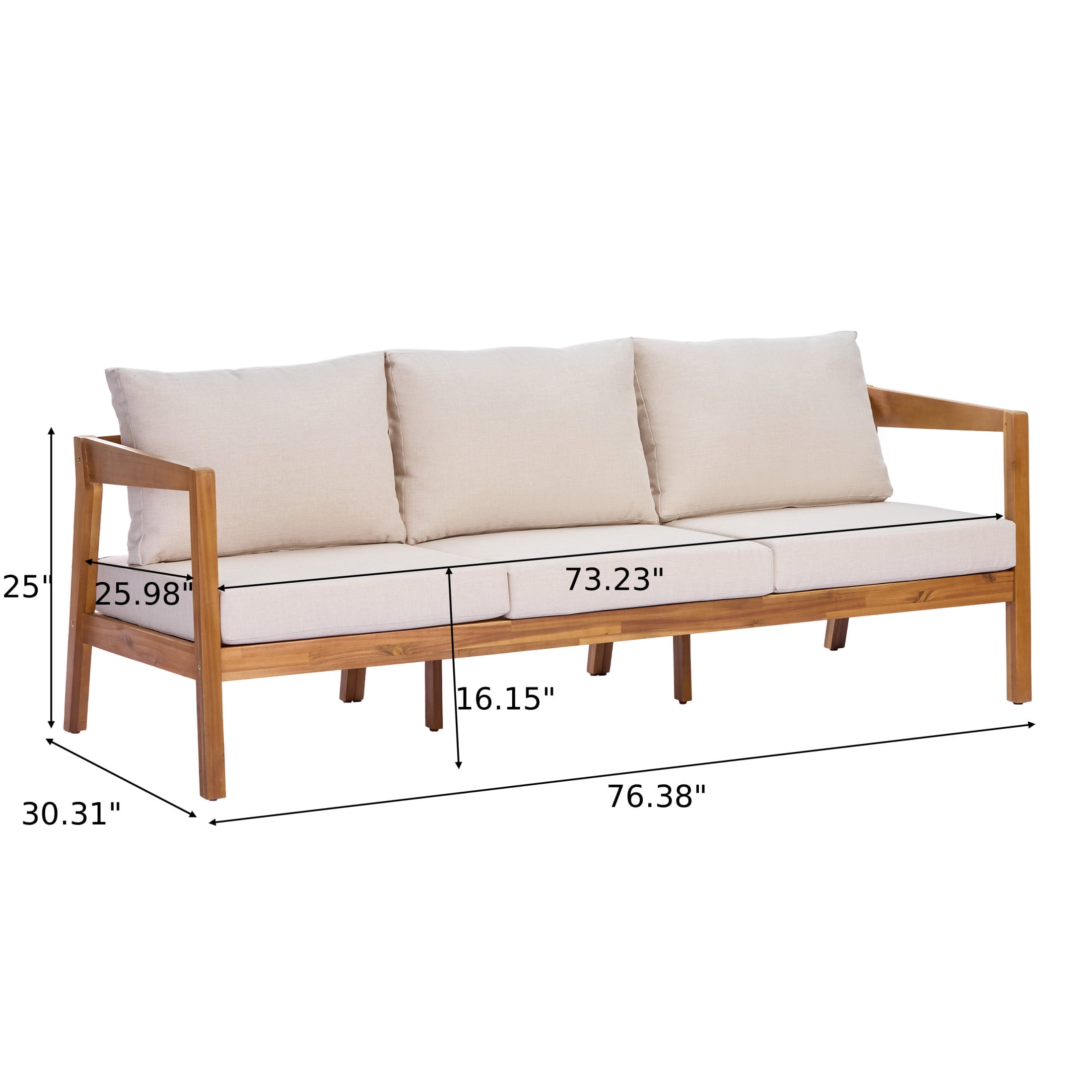 Christopher Knight Home 5-Piece Acacia Wood Outdoor Patio Furniture Set with 8 Seats, Teak+Beige