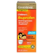 GoodSense Children's Ibuprofen Pain Reliever/Fever Reducer Oral Suspension, Berry, 4 Fluid Ounce