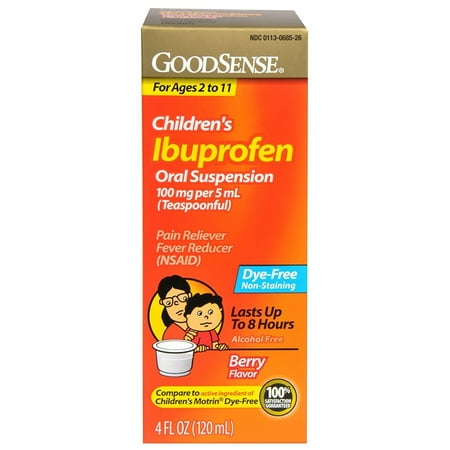 GoodSense Children's Ibuprofen Pain Reliever/Fever Reducer Oral Suspension, Berry, 4 Fluid Ounce