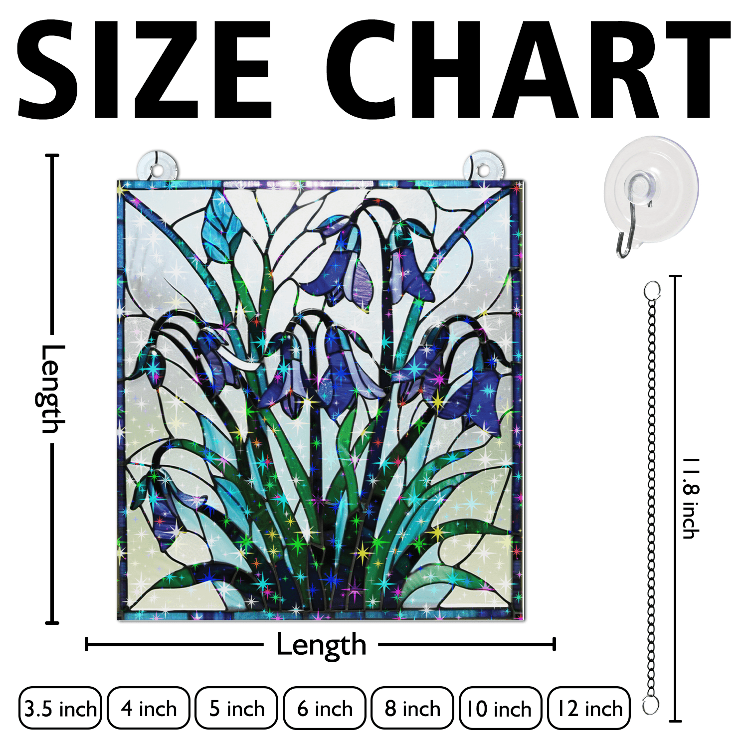 89Bloom Bluebell Stained Glass Hologram Ornament, Stained Glass Suncatcher Ornaments Home Decor, Holographic Ornaments