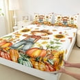 thumbnail image 3 of Castle Fairy Cartoon Scarecrow 4 Pieces Queen Sheet Sets for Children Teens,Nature Pumpkin Sunflower Ultra Soft Flat Sheet,Rustic Autumn Harvest Queen Fitted Sheet,Lightweight Room Decor, 3 of 7
