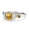 thumbnail image 3 of Gem Stone King 925 Silver and 10K Yellow Gold 3-Stone Ring Cushion Citrine Half Moon Moissanite and Blue Diamond (1.60 Carat Cttw) (Size 5), 3 of 4