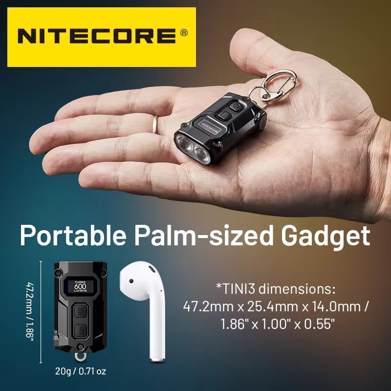 NITECORE TINI3 (2025) Mini EDC Keychain Flashlight - 600 Lumens, Multi-Color Temperature, USB-C Rechargeable with Lithium-Ion Battery