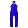 thumbnail image 3 of YONGHS Kids Girls Sleeveless Rhinestone Gymnastic Leotard Ice Skating Jumpsuit Full Body Unitard Royal Blue 10, 3 of 5
