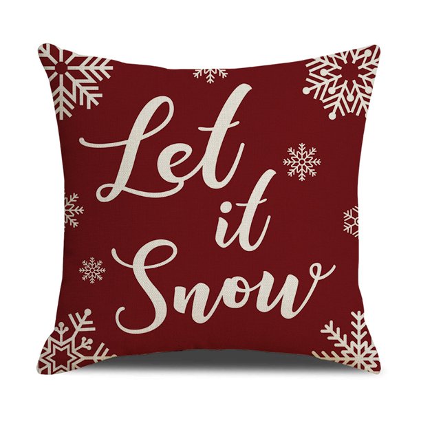 Christmas Pillow Covers Farmhouse Christmas Decorations Merry Tree Joy Let It Snow Winter Holiday Decor Throw Cushion Case for Home Couch(C)(1 pieza)