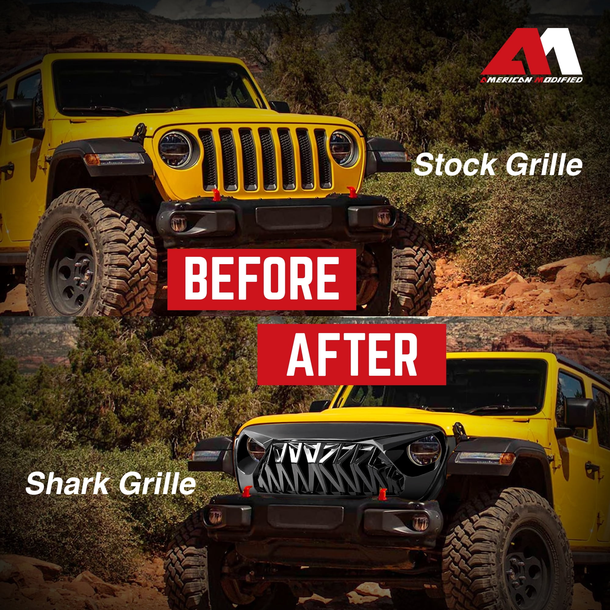 AMERICAN MODIFIED Shark Grille for 2018+ Wrangler JL & 2020+ Gladiator JT