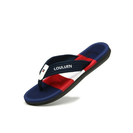 

Zodanni Men Flip Flops Open Toe Slides Sandals Slip On Thong Indoor Clip Pool Comfort Flat Flats Dark Blue 8.5